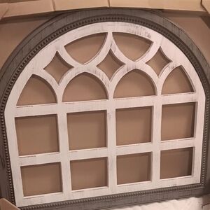 White and Gray Arched Window Frame Decor